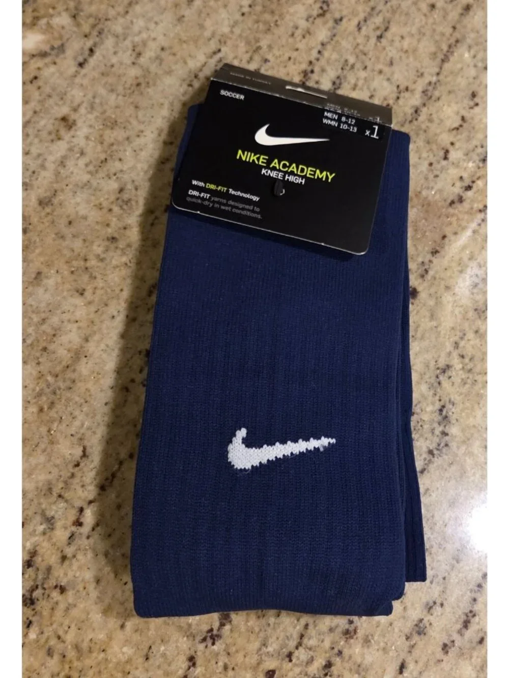 New! NIKE ACADEMY Blue Knee High Soccer Cushioned Sock LARGE W 10-13 M 8-12